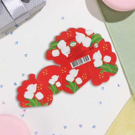 Mini-postcard "March 8" glitter, white and red tulips, 16.5x10 cm-3