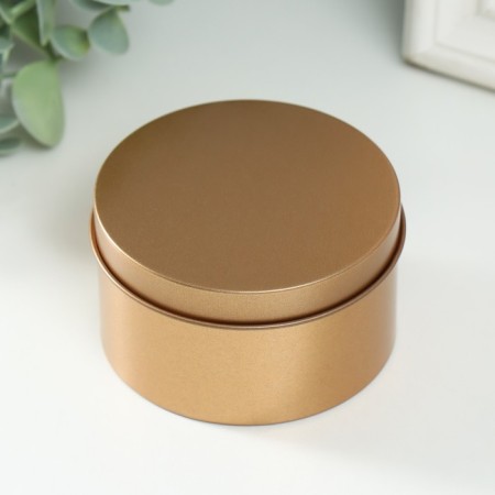 Casket Metal for a candle "Round. Metallic" gold 7.5x7.5x4.2 cm