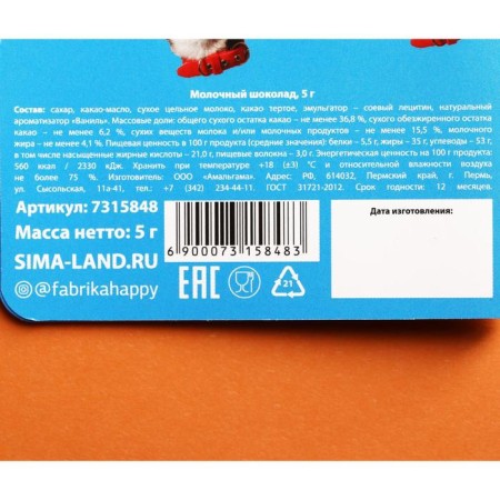 Milk chocolate "You are a fool", postcard, 5 g.-4