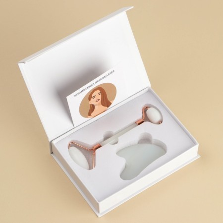 Set: The roller massager and the scraper of Guasha is "young and beautiful", calcite-6