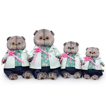 Soft toy "Basik", in a tweed jacket with a rose, 25 cm-4