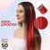 Local Locom, straight hair, clock, 50 cm, 5 g, red color