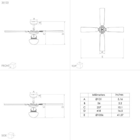 Ceiling fan with Fortaleza lamp, 60W, e27, steel, black-8