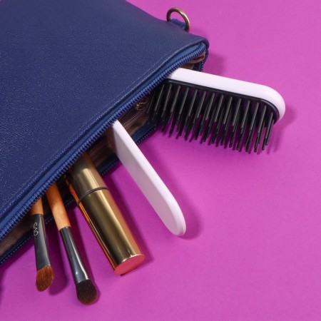 The comb is massage, folding, with a mirror, 3 × 10 cm, the color is dusty-4