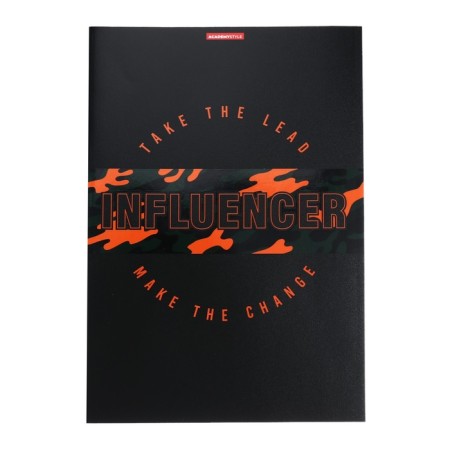 Notebook A4, 96 sheets in the cage "Influencer", cover coated cardboard, selective UV-lak, unit 60 g/m2, 3 types of mix-3