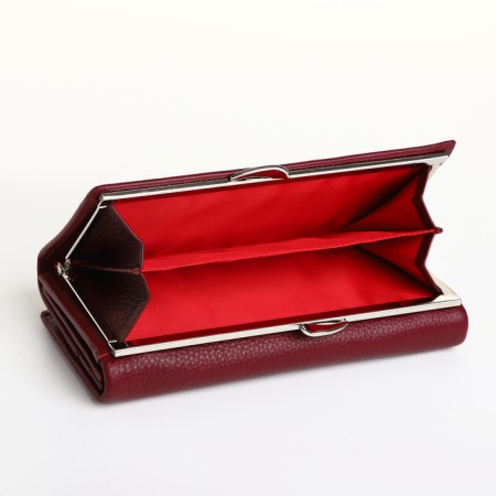 Women's wallet on a magnet, burgundy color-3