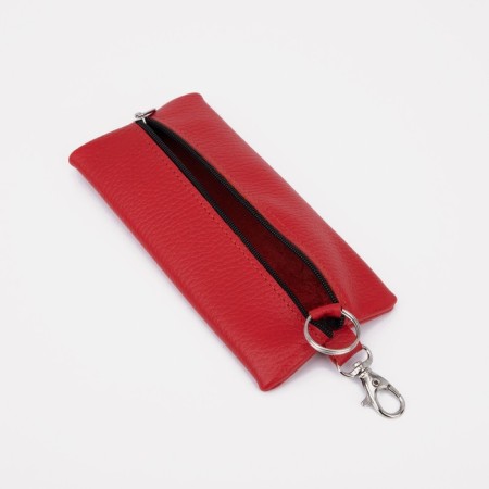 Key of zipper, length 17 cm, ring, carbine, red color-1