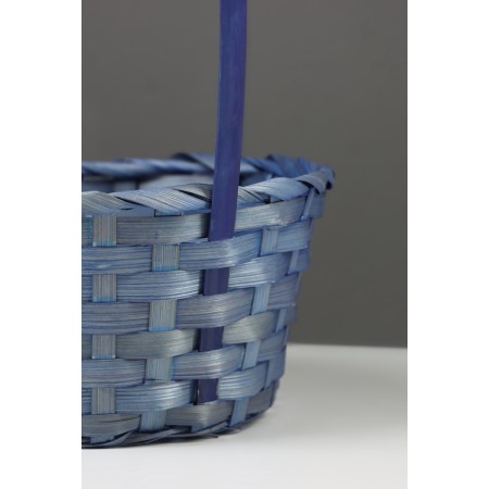 Wicker basket 20 x 20 x 9 cm, handle h = 25 cm, blue-4