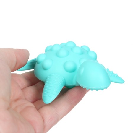 Silicone teether for teeth with a rattle of "turtle", turquoise color, crumb I-6