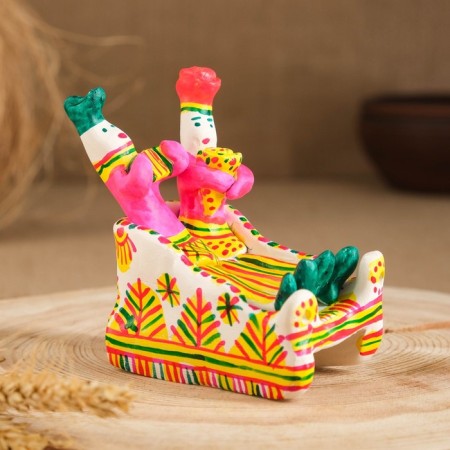 Filimonovskaya toy "A couple on a sleigh"-10