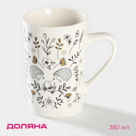 Porcelain share mug "Hedgehog", 380 ml, white color