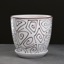 Pot floral abstraction white 2.5 liters