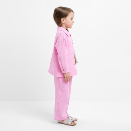 Костюм (рубашка и брюки) детский KAFTAN "Муслин", р.36 (134-140 см) розовый-1