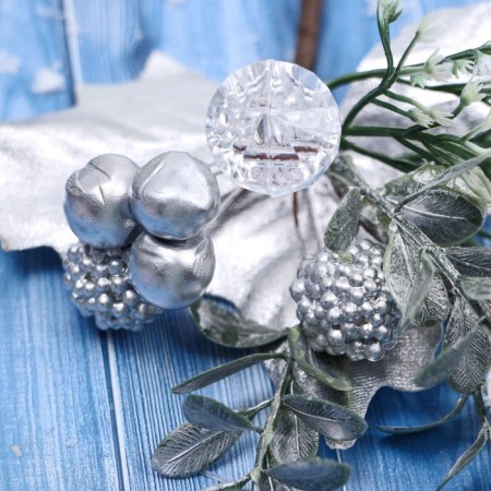 Decor "Winter Dreams" Cloudberry Leaves of the Berry in silver, 19 cm-1