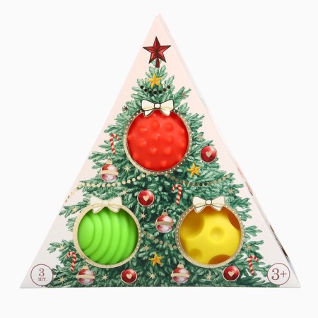 Gift New Year's set of developing tactile balls "Christmas tree", 3 pcs.-5