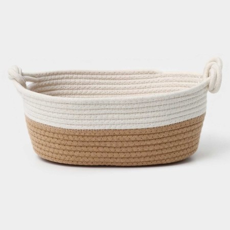 Basket for storage ladled handmade LadOM "Vega", cotton, 33 × 22 × 13 cm, beige color-5