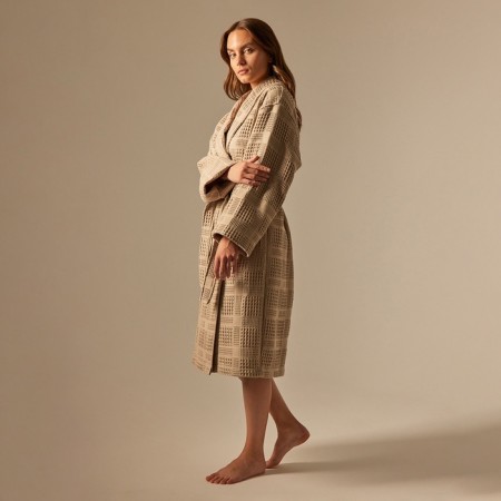Welfare Women's bathrobe SL Home: Chess "Sabbia", size M, 100% cotton, 340 g/m2-4