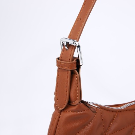 Baget bag with zipper, brown color-5