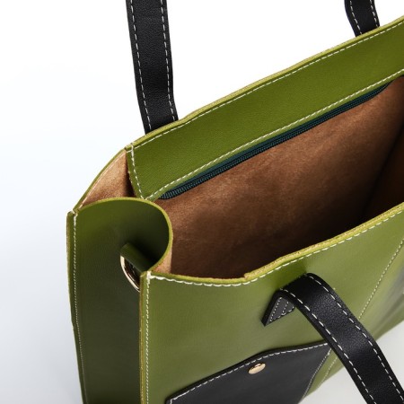 Bag Female Tout with zipper, green color-6