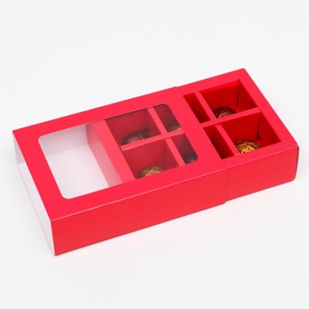 Box for sweets 6 pcs, scarlet, 13.7 x 9.85 x 3.86 cm-1