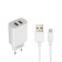 Network charger Luazon LCC-96, 2 USB, 2 A, Lightning cable, white
