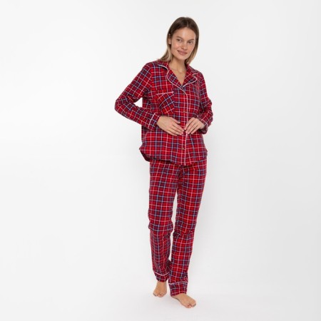 Homemade female set (fufaika/trousers), red color, size 52