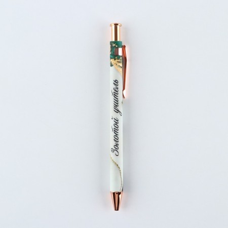 Automatic plastic pen "Golden teacher", blue paste 0.7 mm-4