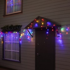 Гирлянда «Бахрома» 6 × 0.7 м, IP44, УМС, тёмная нить, 120 LED, свечение мульти, 220 В