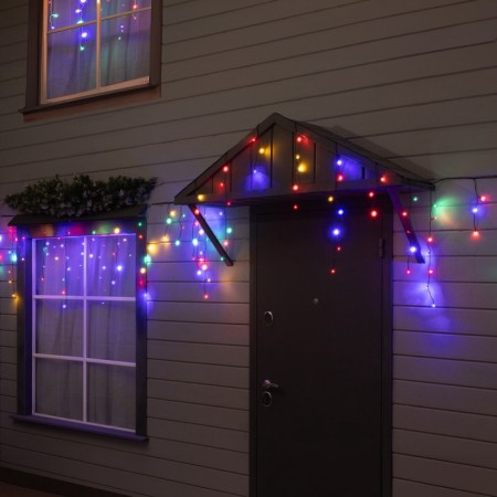 Garland "fringe" 6 × 0.7 m, IP44, UMS, dark thread, 120 LED, glow of multi, 220 V