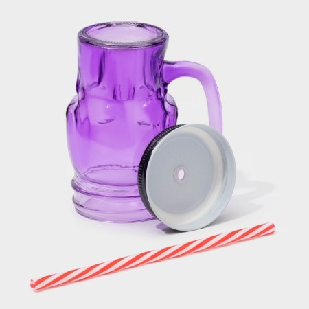 Glass jar with a lid and tube "Skull. Halloween ", 400 ml, 11 × 8.5 × 13 cm, color mix-3