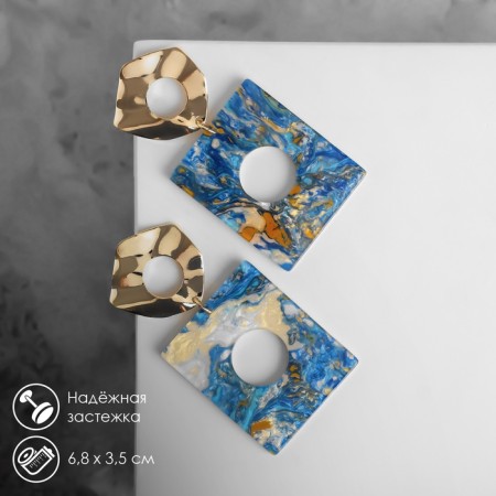 Earrings Assorted "Azelia" crumpled circles, color of yellow-blue in gold