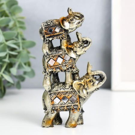 Polystone souvenir "Three Oleking Piramide of Popon with mosaic" 12x7x3 cm