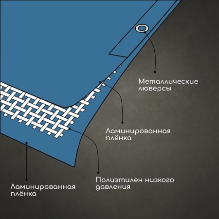 Protective tent, 6 × 5 m, density 60 g/m², UV, eyelets step 1 m, blue-2