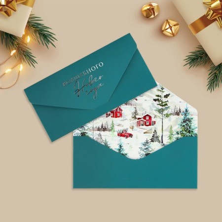 A set of gift envelopes “Happy New Year”, 8 pieces, software touch, embossing, 19 x 9.2 cm, New Year-5