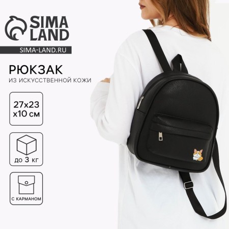 School backpack of artificial leather with Korgi pocket 27x23x10 cm
