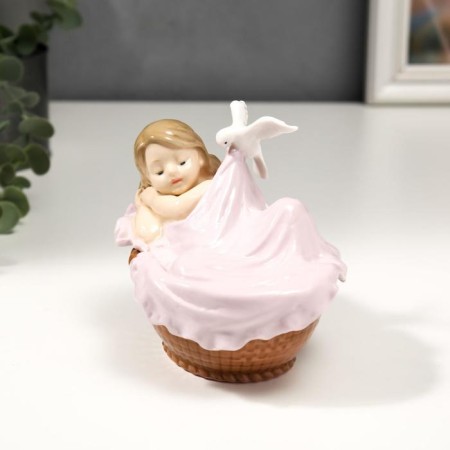 Souvenir Ceramics "Baby sleeps in the cradle" color 10x9.5x12.5 cm-1