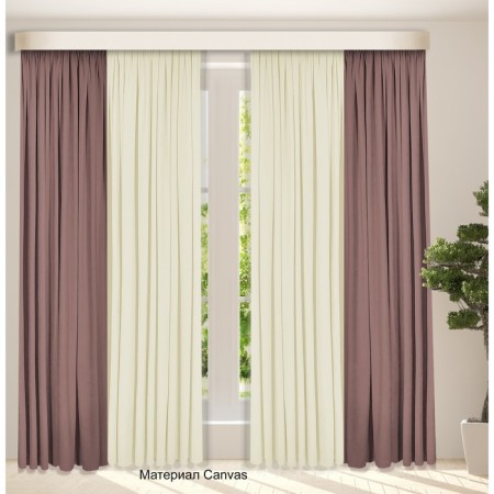 Set of curtains "Canvas", size 200x270 cm, 2 pcs, dusty rose, milk-1