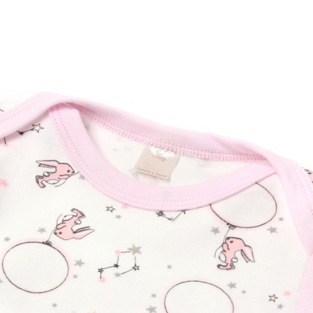 Body with a long sleeve, pink/hares color, height 80-1