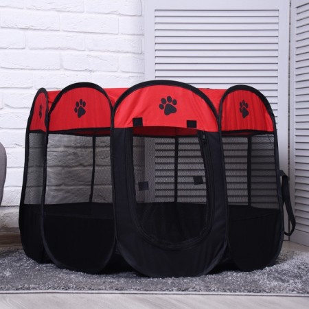 Animal aviary, tent, 8 walls, 90 x 55 cm, red-2