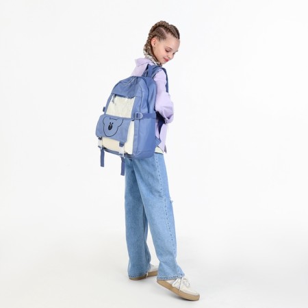 School set. A backpack with a zipper, core, bag, pencil case, bag for coins, blue color-17