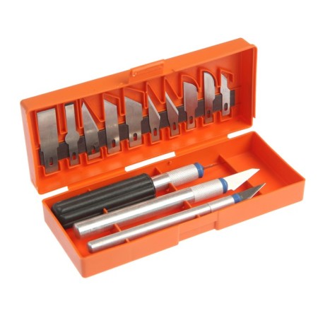 Hobbi knife set, for wood carving, 13 blades