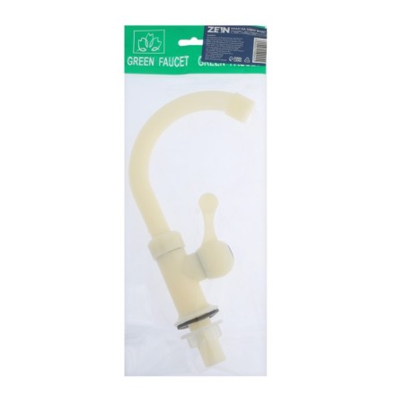 Tap for one water Zein Z2020, flat handle, plastic, R-shaped spout, color "rice"-3