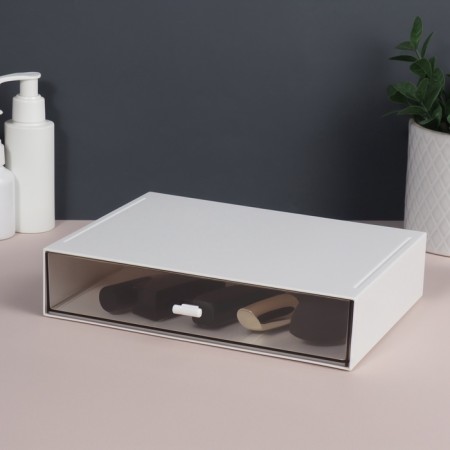 Organizer for storage "BASIC", 1 section, 23 × 17 × 5 cm, white/transparent color