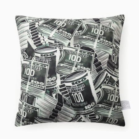 Decorative Ethel Pillow "Money" 40x40 cm, velor, 100% p/e