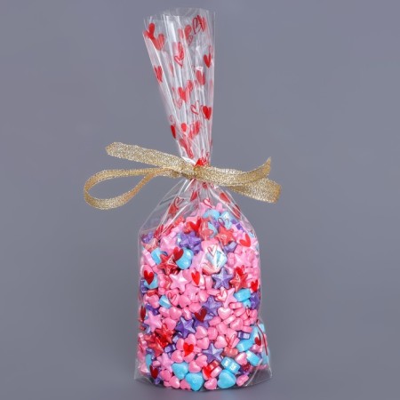 Package Packing BOPP, with a bottom fold, "Hearts Reds" 9*19 cm set 50 pcs-2