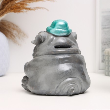 Pigger "Sharpei with coins" 15x10x14cm, gray-1
