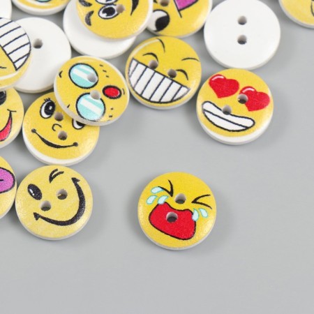 Buttons wood for creativity 2 punctures "Smiley" set 40 pcs 1.5x1.5x0.4 cm-1
