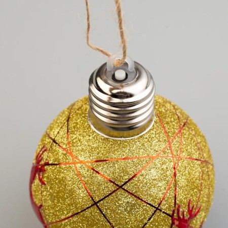 A set of Christmas balls "Red threads" 2 pcs., Batteries, 1 LED, glow warm white-3