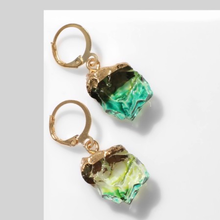 Earrings "Stones" gradient, color blue-green in gold-1