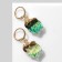 Earrings "Stones" gradient, color blue-green in gold